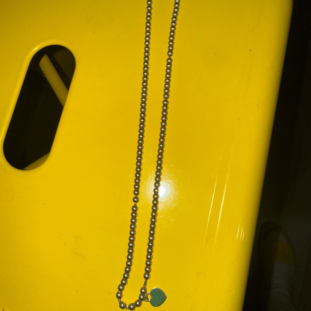 Tiffany & Co. Silver Necklace with Teal Heart Charm